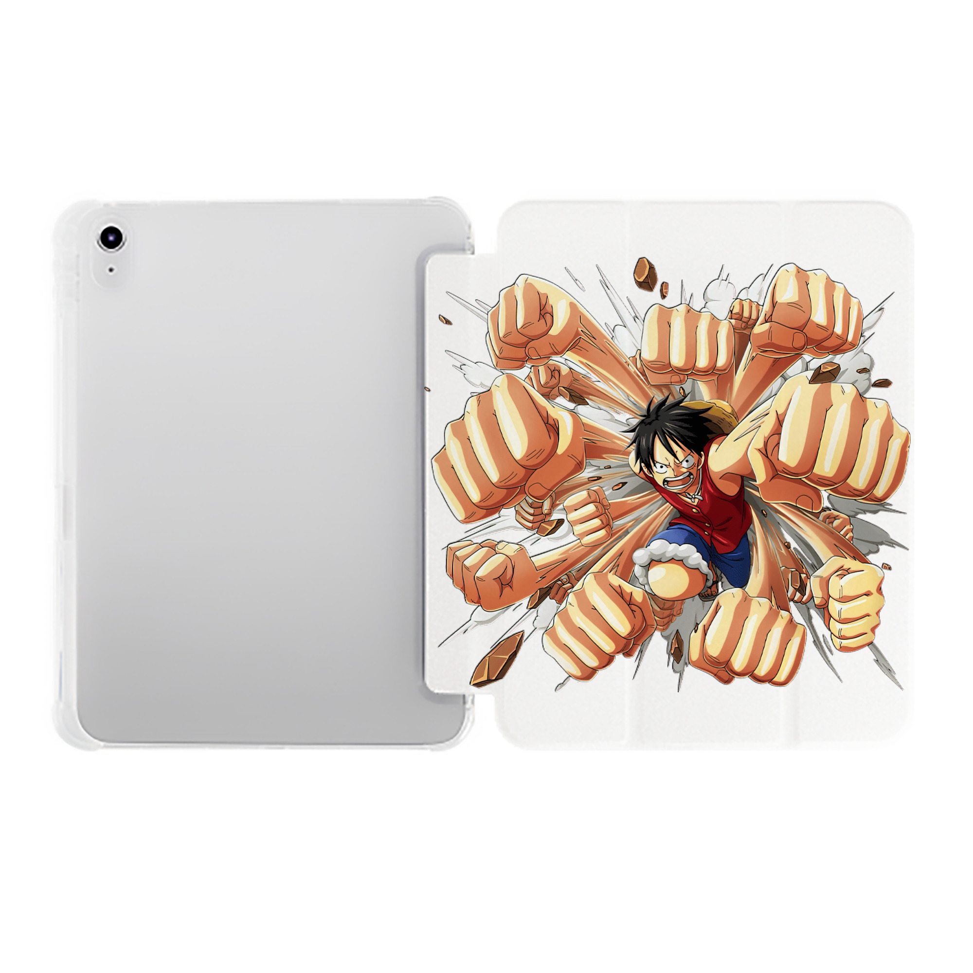 （画像用） ワンピース モンキー・D・ルフィ ONE PIECE Monkey D. Luffy IPad ケース ペン収納付き 三つ折りスタンド PUレザー×シリコン 対応機種9.5/10.5/10.9インチ